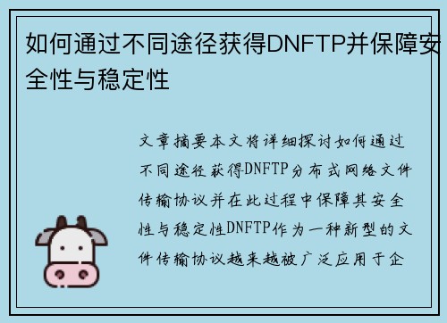 如何通过不同途径获得DNFTP并保障安全性与稳定性